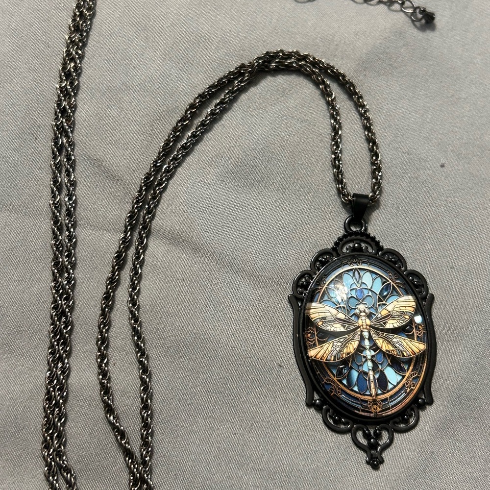 Dragonfly Pendant Necklace with Chain